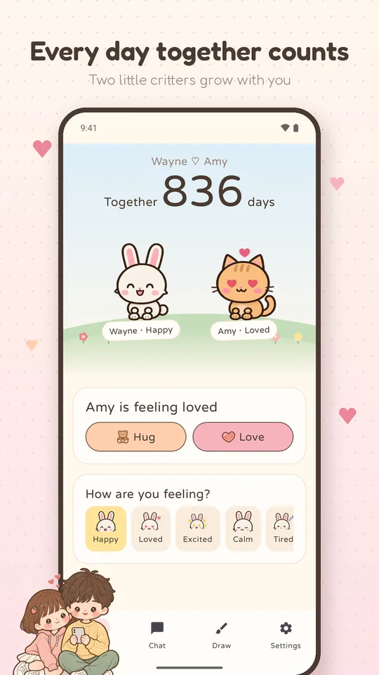 The Us page: days together and two critters